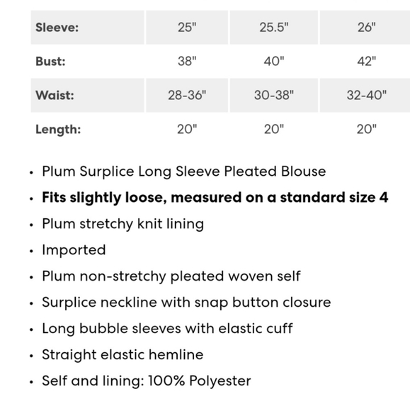 Plum Surplice Long Sleeve Pleated Blouse - Picture 5 of 5